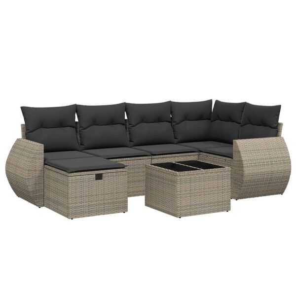 vidaXL Salon de jardin 6 pcs avec coussins gris r&eacute;sine tress&eacute;e