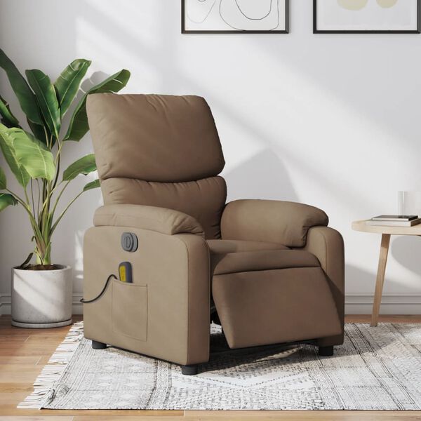 vidaXL Fauteuil inclinable de massage &eacute;lectrique marron tissu
