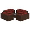 vidaXL Salon de jardin 9 pcs avec coussins r&eacute;sine tress&eacute;e marron
