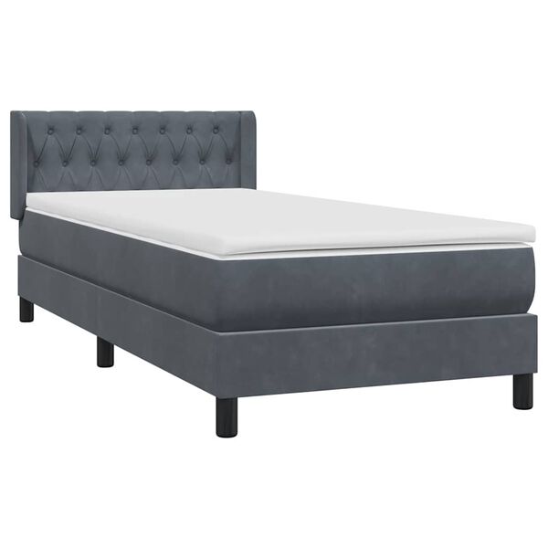 vidaXL Sommier &agrave; lattes de lit et matelas gris fonc&eacute; 100x220cm velours