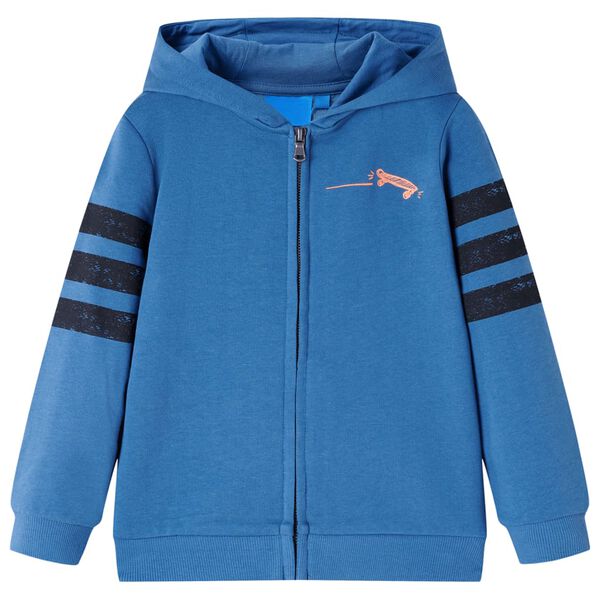 Sweatshirt à capuche fermeture éclair enfants bleu 128