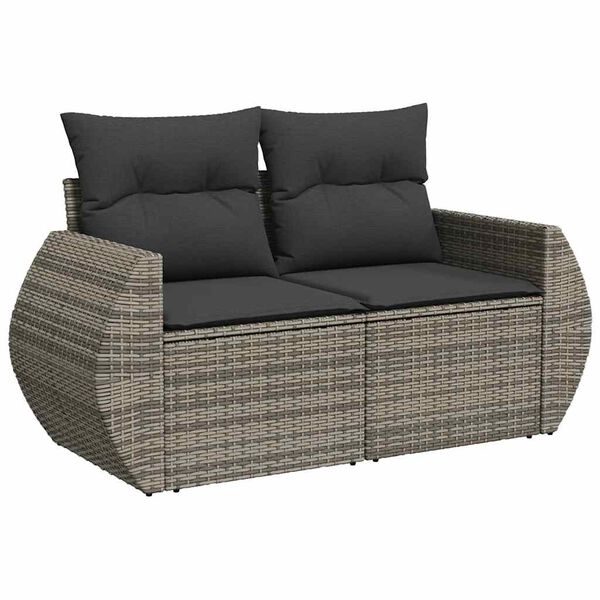 vidaXL Salon de jardin avec coussins 6 pcs gris r&eacute;sine tress&eacute;e acacia