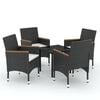 vidaXL Ensemble &agrave; manger de jardin avec coussins 5 pcs Noir