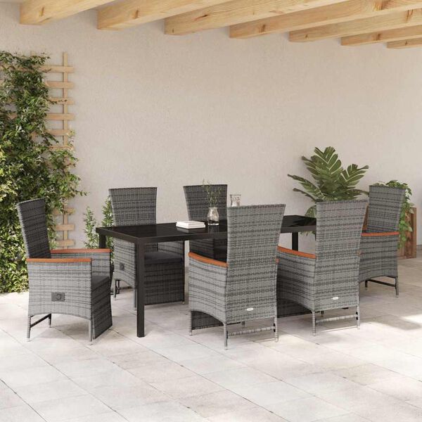 vidaXL Ensemble de salle &agrave; manger pour jardin 7 pcs Gris polyrotin