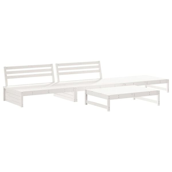 vidaXL Salon de jardin 4 pcs blanc bois de pin massif