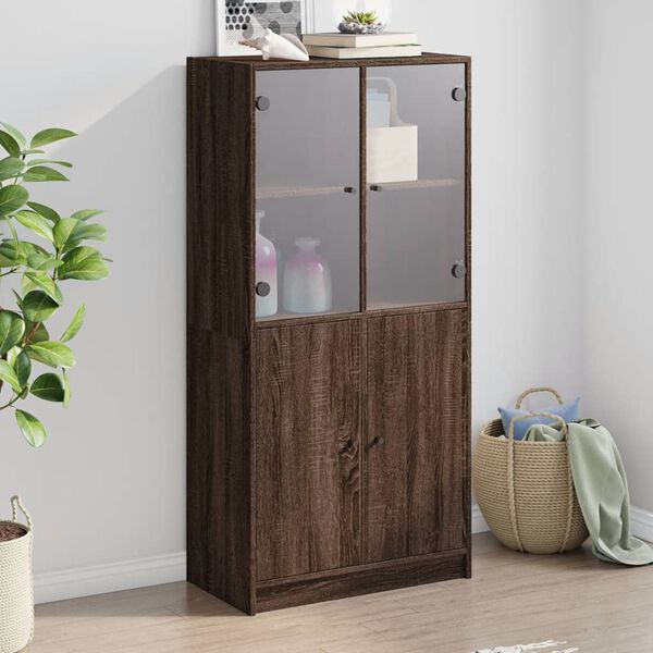 vidaXL Buffet haut avec portes ch&ecirc;ne marron bois d'ing&eacute;nierie