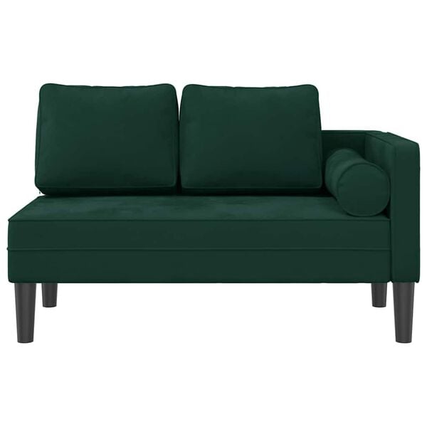 vidaXL Chaise longue avec coussins vert fonc&eacute; velours