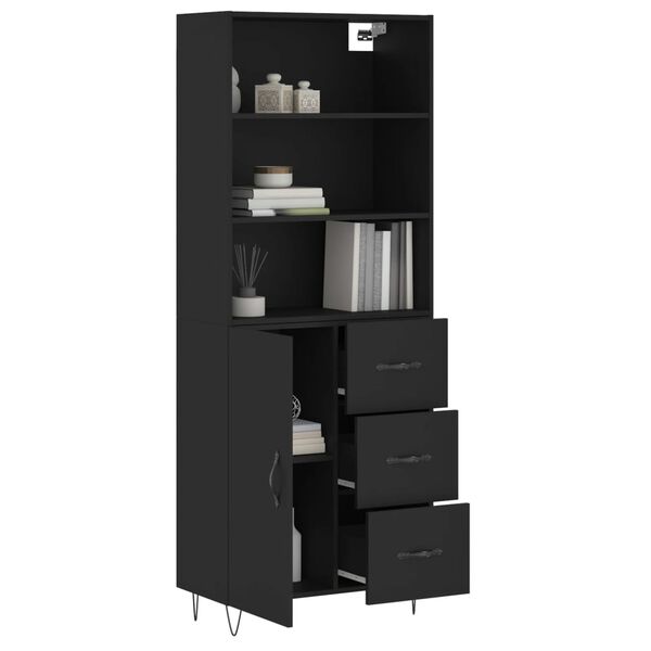 vidaXL Buffet haut Noir 69,5x34x180 cm Bois d'ing&eacute;nierie