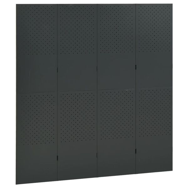 vidaXL Cloison de séparation 4 panneaux Anthracite 160x180 cm Acier