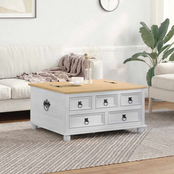 vidaXL storage box avec tiroir Blanc 90 x 78 x 45 cm Pin massif