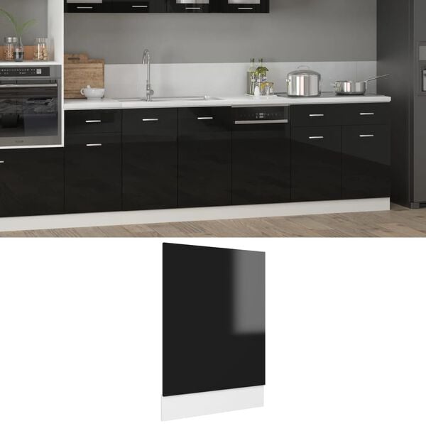 vidaXL Panneau de lave-vaisselle "Lyon" Noir brillant 45x3x67 cm