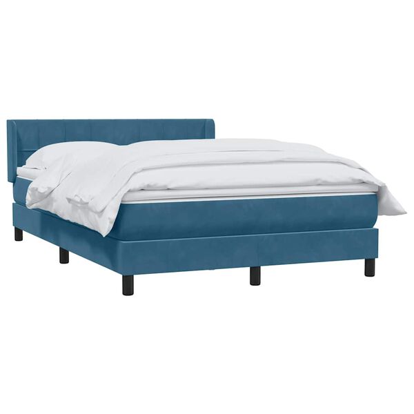 vidaXL Sommier &agrave; lattes de lit et matelas bleu fonc&eacute; 140x210cm velours