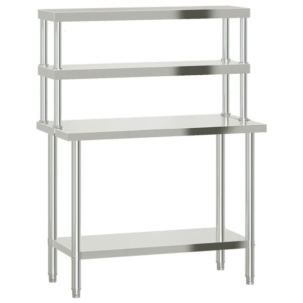 vidaXL Table de travail de cuisine avec &eacute;tag&egrave;re 110x55x150 cm inox