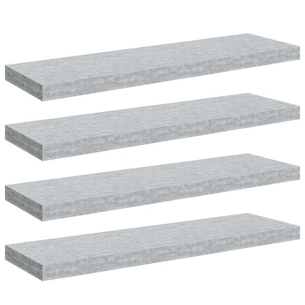 vidaXL &Eacute;tag&egrave;res murales flottantes 4 pcs gris b&eacute;ton 80x23,5x3,8 cm MDF