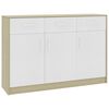 vidaXL Buffet Blanc et ch&ecirc;ne sonoma 110x30x75 cm Bois d'ing&eacute;nierie