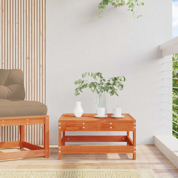 vidaXL Repose-pieds de jardin Pin massif Brun Cir&eacute; 62 x 62 x 32 cm