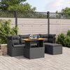 vidaXL Salon de jardin 6 pcs avec coussins noir r&eacute;sine tress&eacute;e