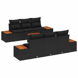 vidaXL Ensemble de canap&eacute; de jardin avec coussin 7 pcs Noir Poly rotin