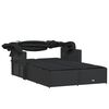 vidaXL Chaise longue double et auvent et coussins noir r&eacute;sine tress&eacute;e