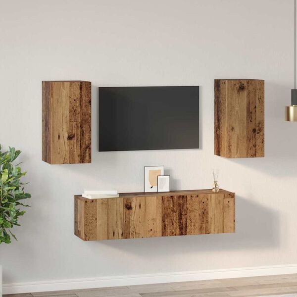 vidaXL Ensemble meuble TV 4 pcs Bois Ancien Bois d'ing&eacute;nierie