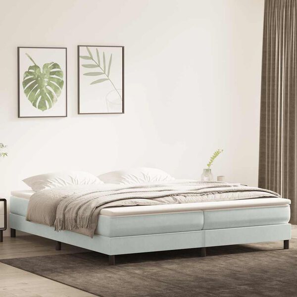vidaXL Sommier &agrave; lattes de lit et matelas gris clair 180x220cm velours