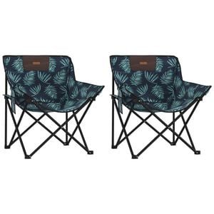 vidaXL Chaise de camping avec poche pliable lot de 2 motif de feuille