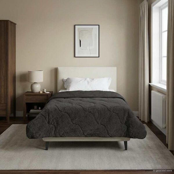 vidaXL Duvet complet toute l'ann&eacute;e Matelass&eacute; Anthracite 155 x 200 cm