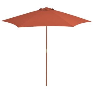 vidaXL Parasol d'ext&eacute;rieur avec m&acirc;t en bois 270 cm Terre cuite