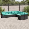vidaXL Salon de jardin 10 pcs avec coussins noir r&eacute;sine tress&eacute;e