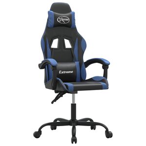 vidaXL Chaise de jeu pivotante Noir et bleu Similicuir