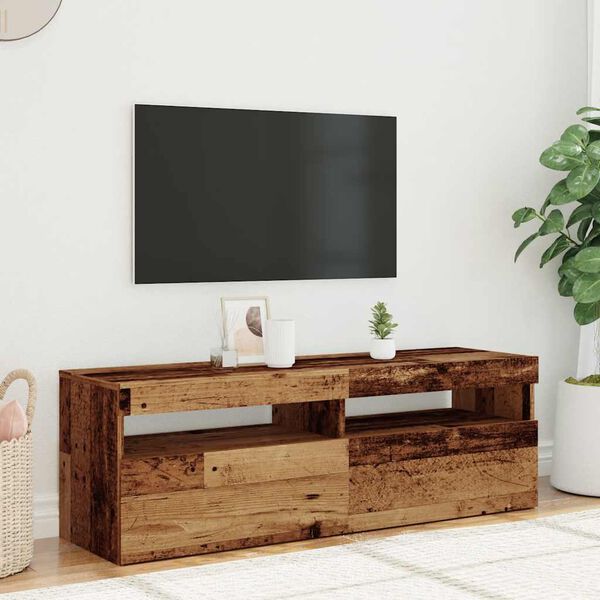 vidaXL Meuble TV avec lumi&egrave;res LED vieux bois bois d'ing&eacute;nierie