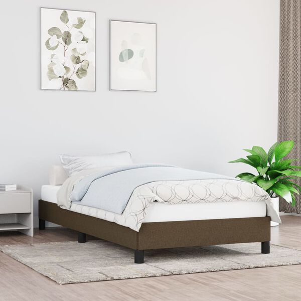 vidaXL Cadre de lit sans matelas marron fonc&eacute; 100x200 cm tissu
