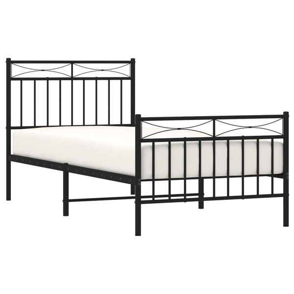 vidaXL Cadre de lit métal sans matelas avec pied de lit noir 90x200 cm