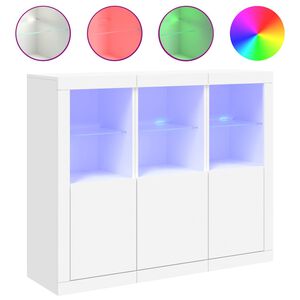 vidaXL Buffets avec lumi&egrave;res LED 3 pcs blanc bois d'ing&eacute;nierie