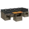 vidaXL Salon de jardin 8 pcs avec coussins gris r&eacute;sine tress&eacute;e