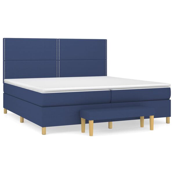 vidaXL Sommier &agrave; lattes de lit avec matelas Bleu 200x200 cm Tissu