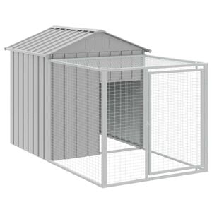 vidaXL Cage &agrave; poulets avec enclos gris clair 117 x 201 x 123 cm acier galvanis&eacute;