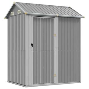 vidaXL Abri de jardin gris clair 192 x 152,5 x 237 cm en acier galvanis&eacute;