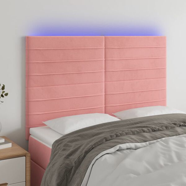 vidaXL T&ecirc;te de lit &agrave; LED Rose 144x5x118/128 cm Velours