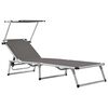 vidaXL Chaise longue pliable avec toit aluminium et textil&egrave;ne gris