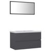 vidaXL Ensemble de meubles de salle de bain Gris Agglom&eacute;r&eacute;