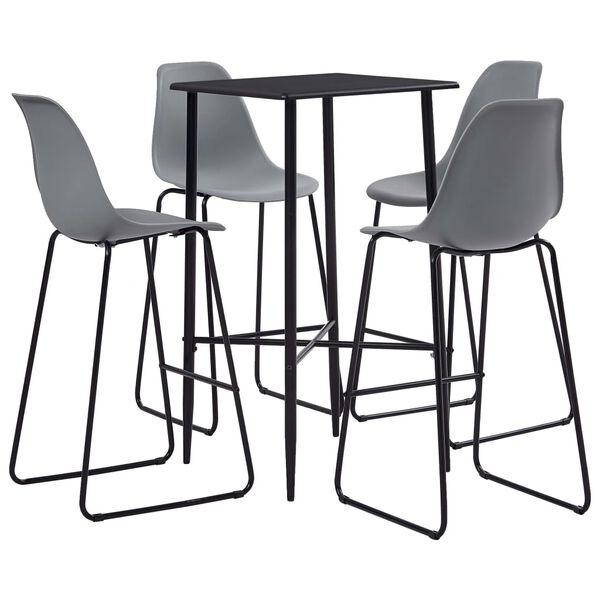 vidaXL Ensemble de bar 5 pcs Plastique Gris