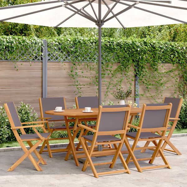 vidaXL Chaises de jardin pliantes lot de 6 tissu et bois massif