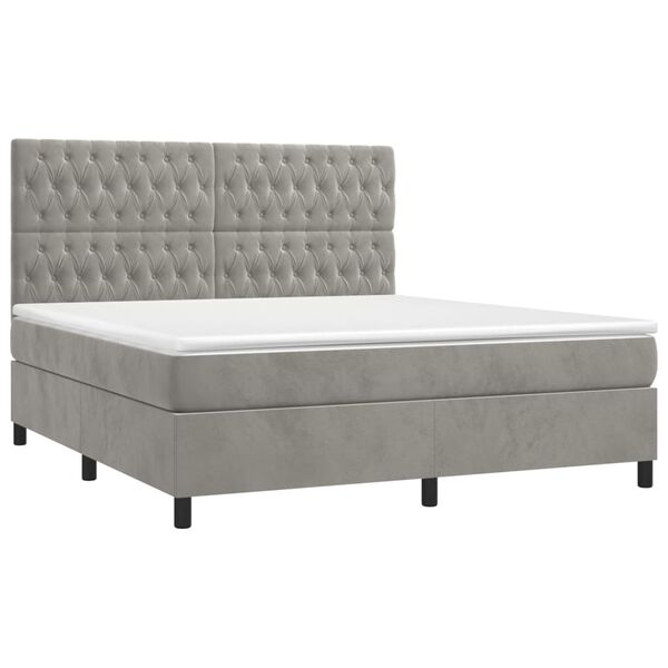 vidaXL Sommier &agrave; lattes de lit et matelas Gris clair 180x200cm Velours