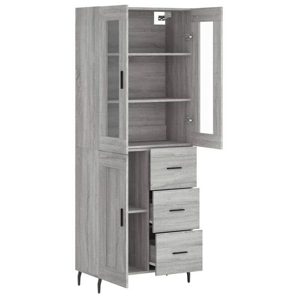 vidaXL Buffet haut Sonoma gris 69,5x34x180 cm Bois d'ing&eacute;nierie