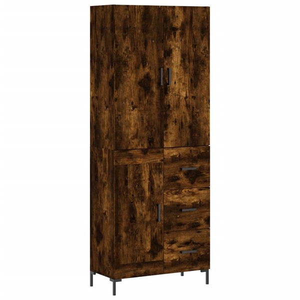 vidaXL Buffet haut Ch&ecirc;ne fum&eacute; 69,5x34x180 cm Bois d'ing&eacute;nierie