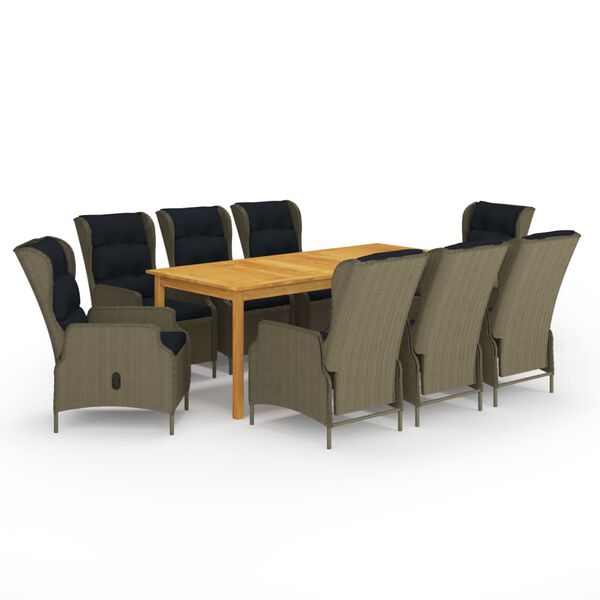 vidaXL Ensemble &agrave; manger de jardin 9 pcs Marron