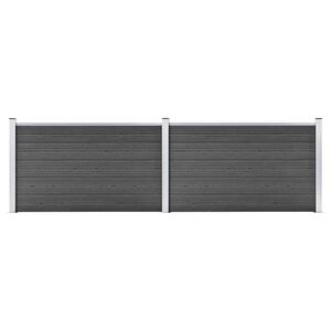vidaXL Ensemble de panneau de cl&ocirc;ture WPC 353x105 cm Noir