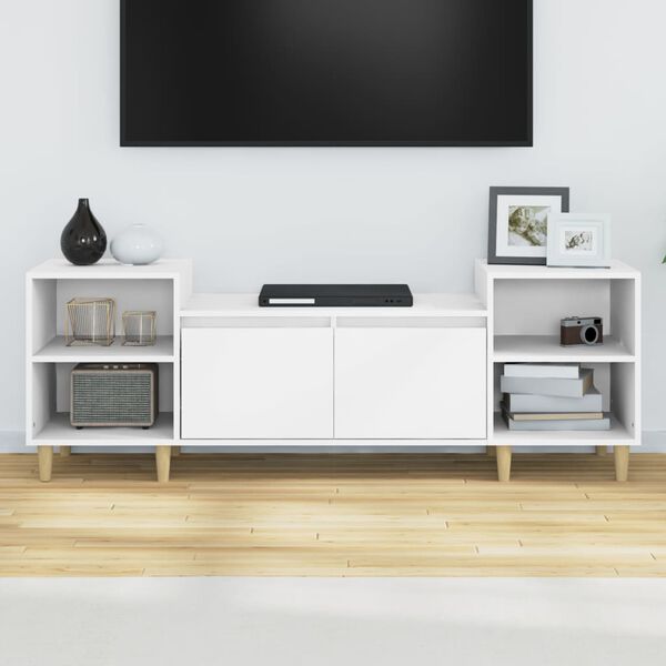 vidaXL Meuble TV Blanc 160x35x55 cm Bois d'ing&eacute;nierie