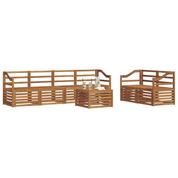 vidaXL Ensembles de canap&eacute;s 7 pcs Naturel Bois d'Acacia Massif